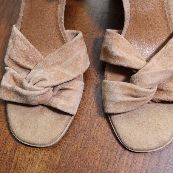 Lucky Brand Tan Knot Suede Stacked Heel Nacito Sandals - Picture 8 of 16